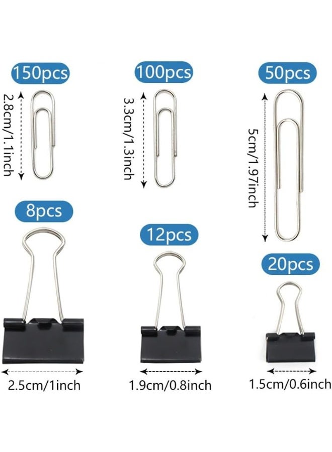 LYNLYN 340PCS Binder and Paper Clips Set, Assorted Sizes Metal Binder Clips and Paper Clips with Storage Box, Silver Paper Clips and Black Binder Clips for Home, School, and Office Supplies - Image 2
